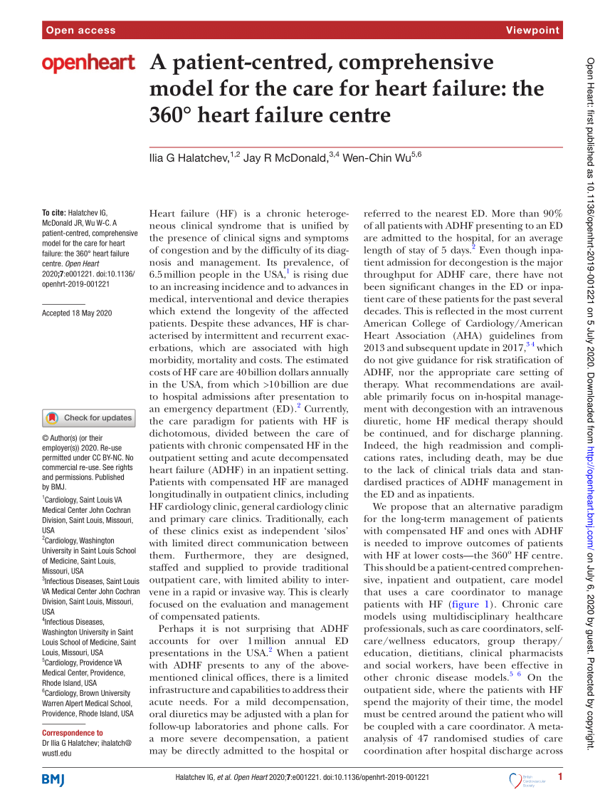 Pdf A Patient Centred Comprehensive Model For The Care For Heart Failure The 360 Heart Failure Centre