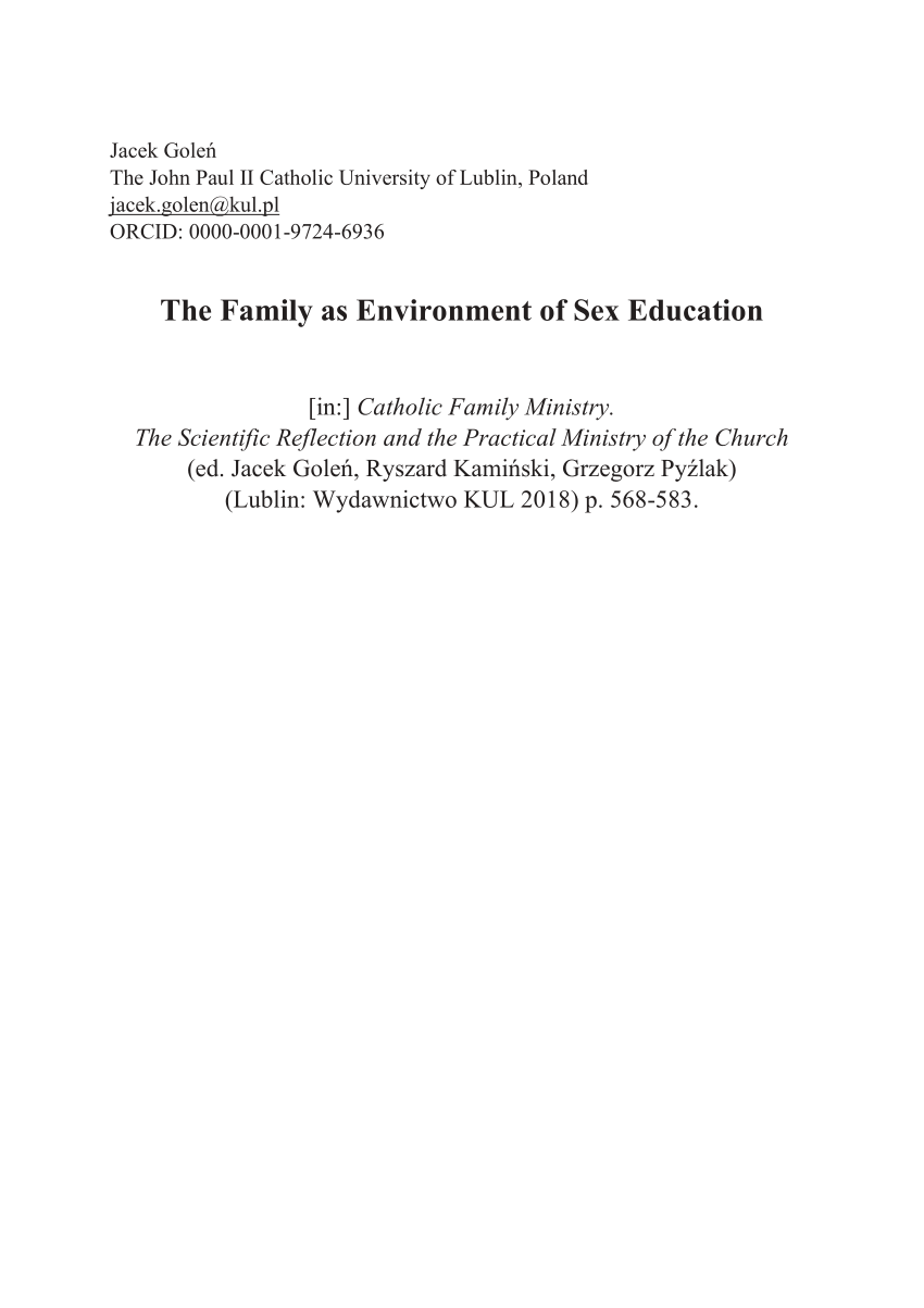 PDF) The Family as Environment of Sex Education