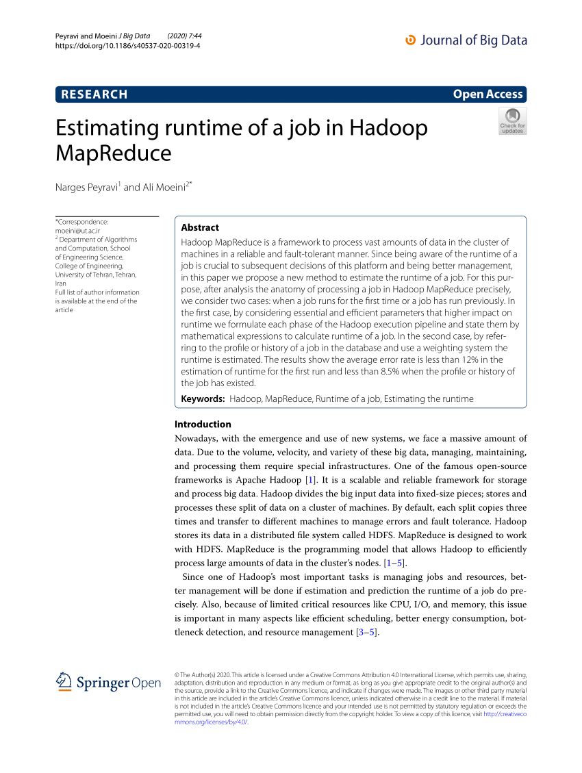 PDF Estimating Runtime Of A Job In Hadoop MapReduce   Largepreview 