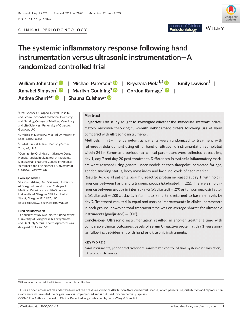 (PDF) The Systemic Inflammatory Response Following Hand Instrumentation