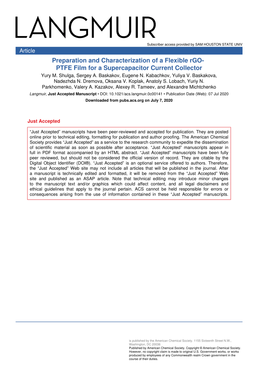 PDF Preparation and Characterization of a Flexible rGO PTFE Film  