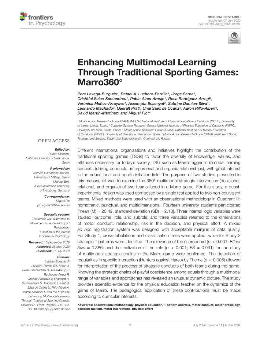 PDF) Enhancing Multimodal Learning Through Traditional Sporting ...