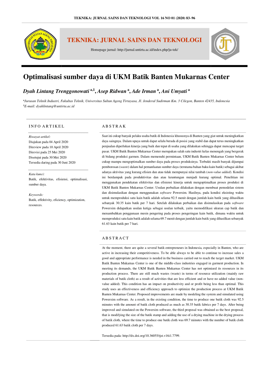  PDF Optimalisasi sumber daya di UKM Batik  Banten  