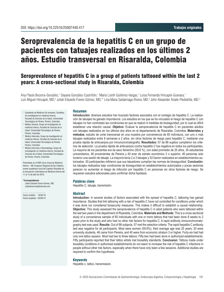 PDF Seroprevalencia de la hepatitis C en un grupo de pacientes  