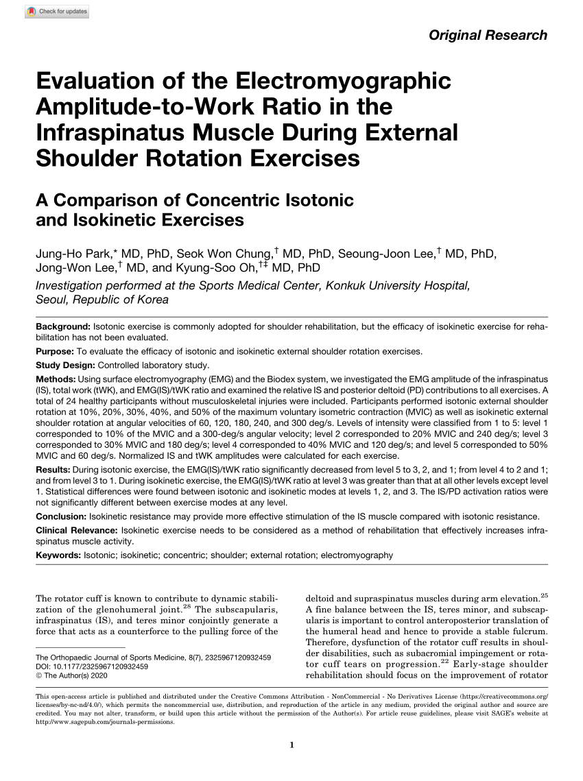 Pdf Evaluation Of The Electromyographic Amplitude To Work Ratio In The Infraspinatus Muscle