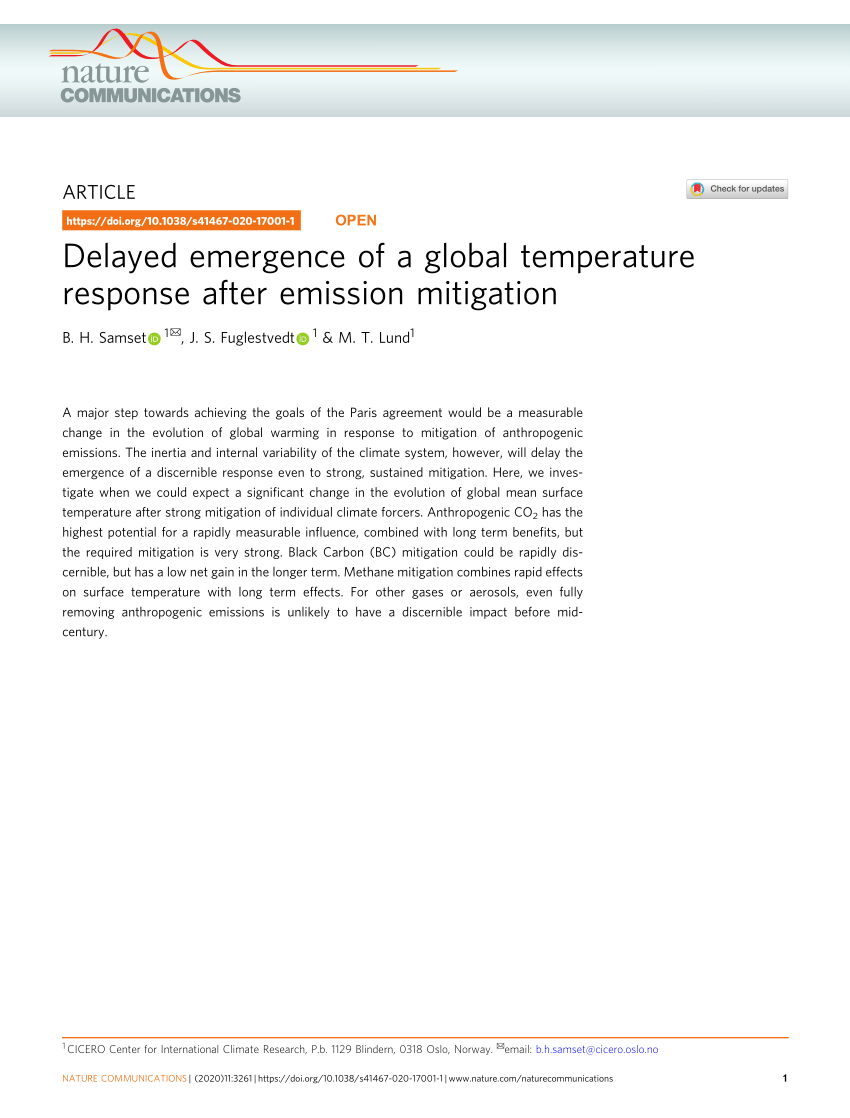 (PDF) Delayed emergence of a global temperature response after emission