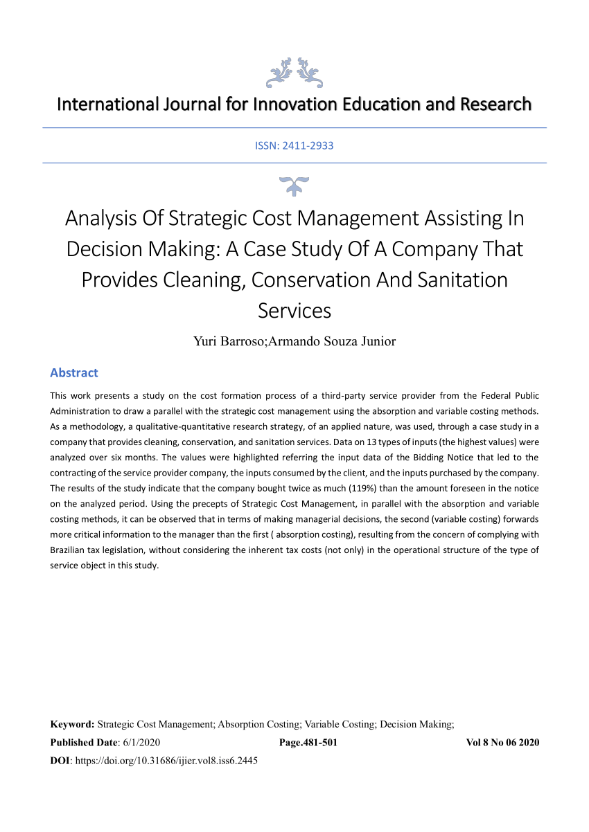research paper on strategic cost management