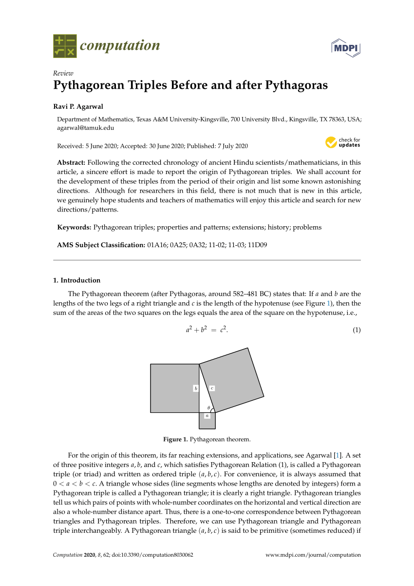 PDF) Pythagorean Triples Before and after Pythagoras