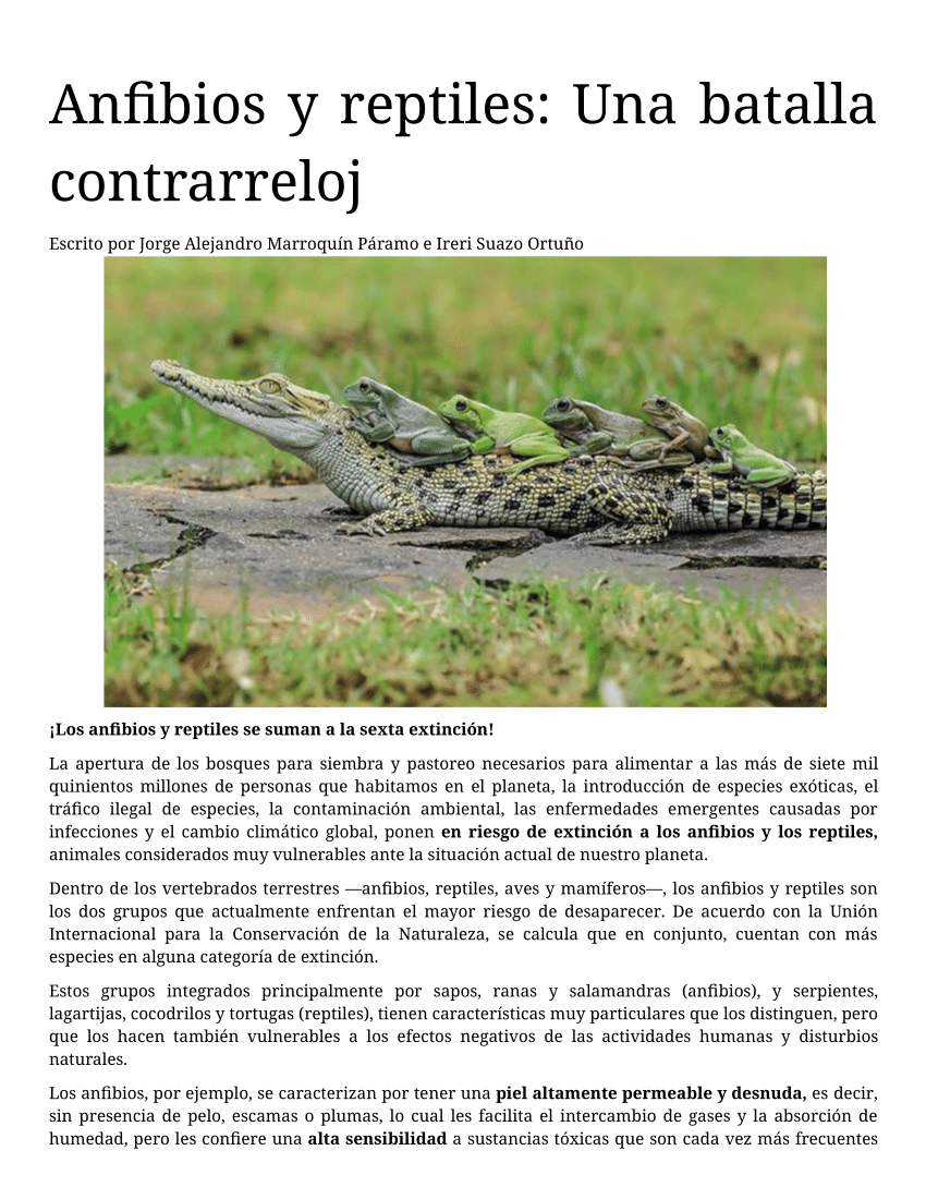 PDF) Anfibios y reptiles: Una batalla contrarreloj