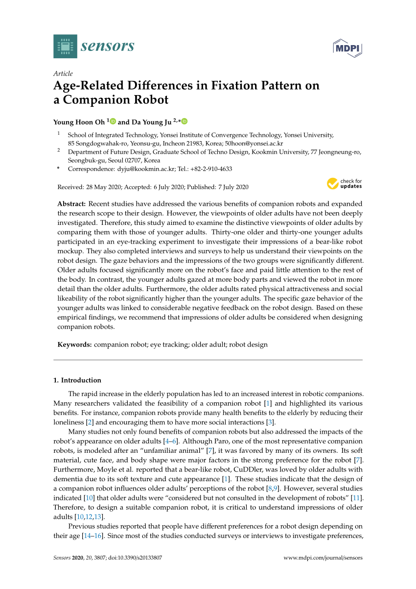 PDF) Age-Related Differences in Fixation Pattern on a Companion Robot