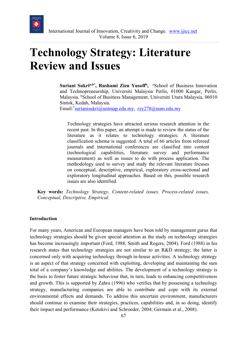 literature review of technology