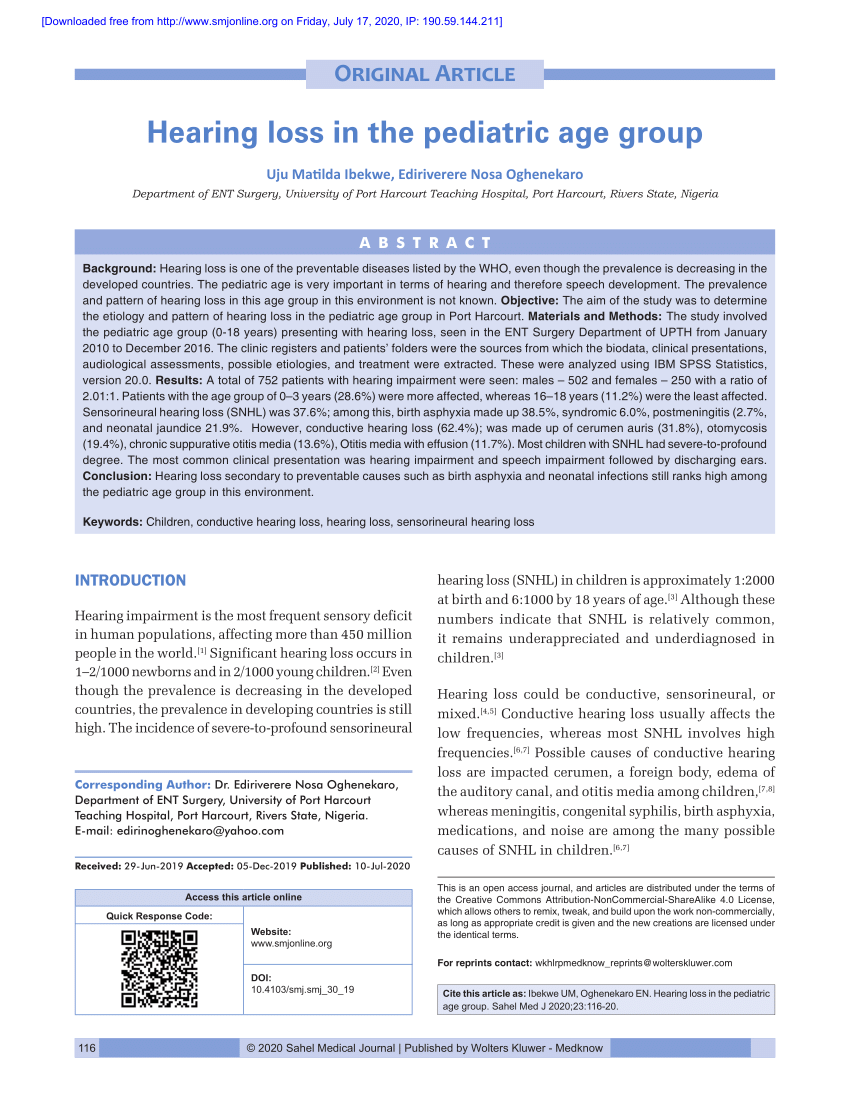 pediatric case study hearing loss