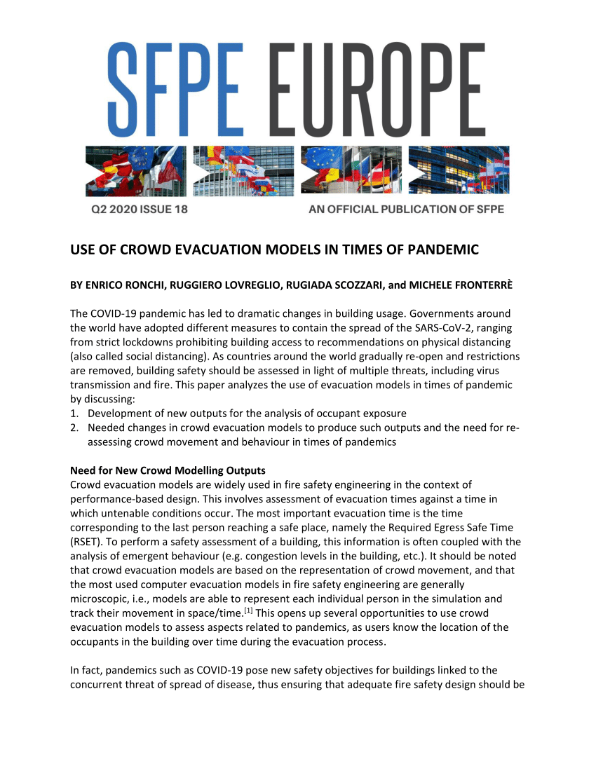 PDF Use of Crowd Evacuation Models in Times of Pandemic