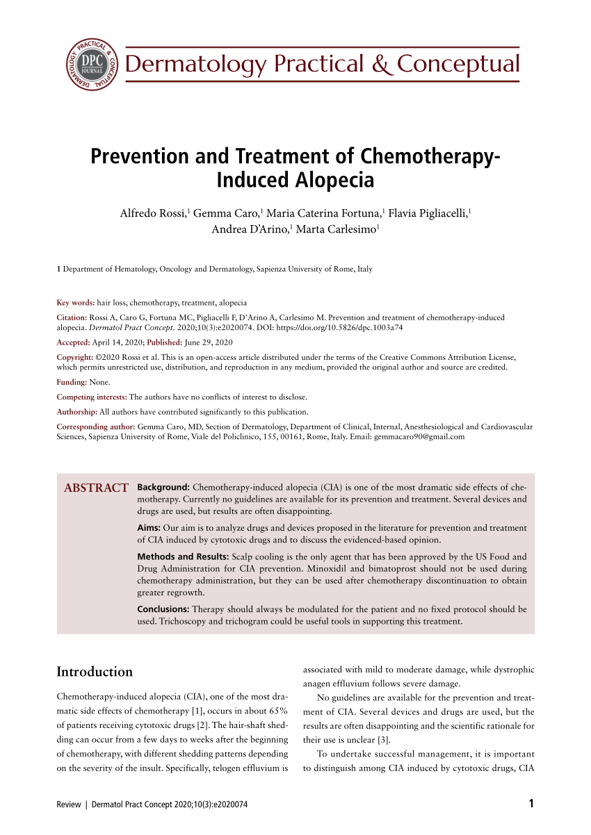 PDF) Prevention and Treatment of Chemotherapy-Induced Alopecia