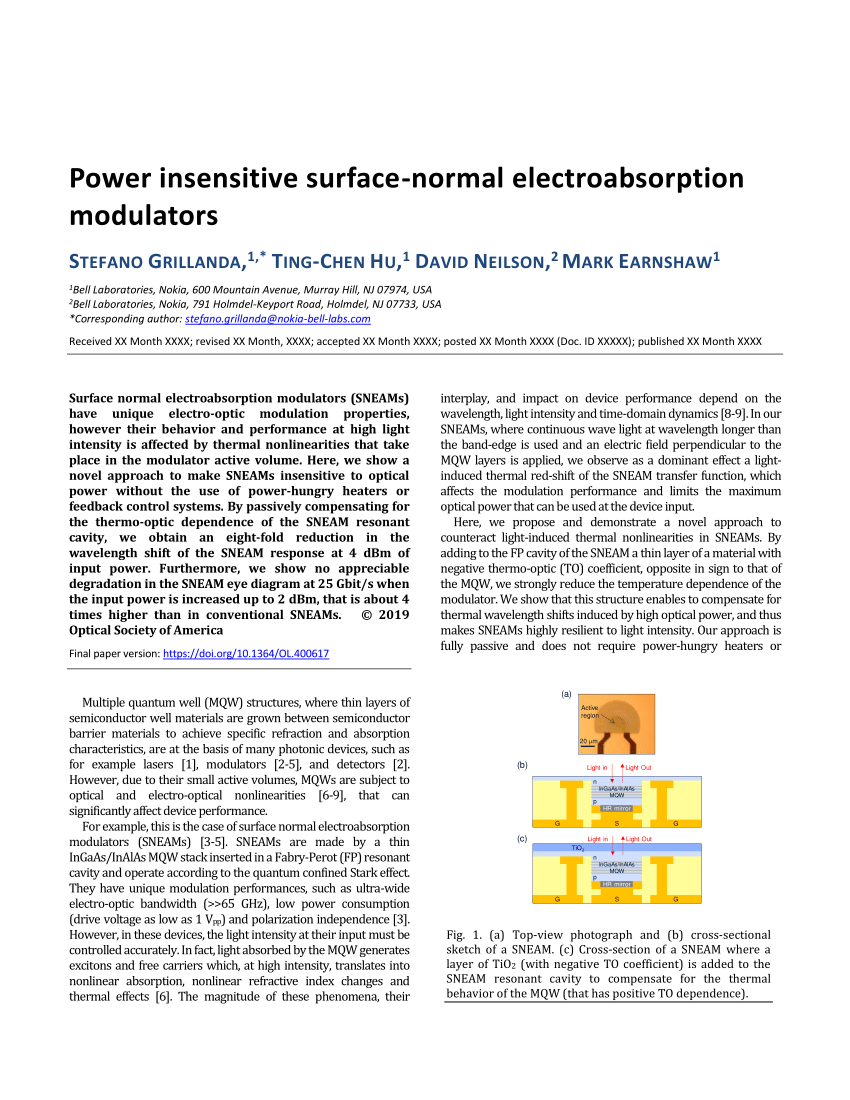 PDF Power insensitive surface normal electroabsorption modulators