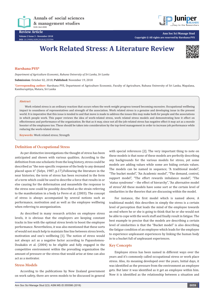 literature review on stress among employees