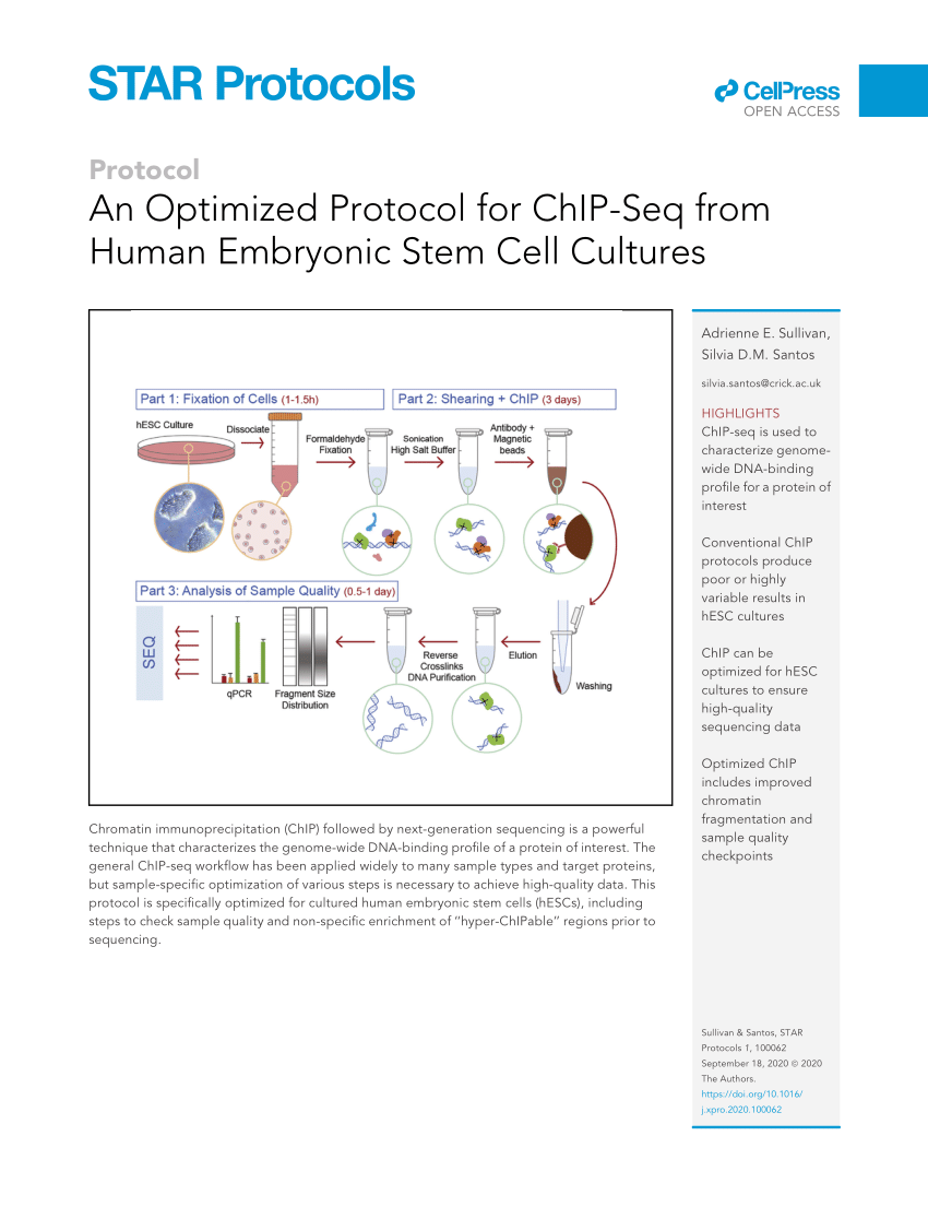 PDF) An Optimized Protocol for ChIP-Seq from Human Embryonic Stem ...