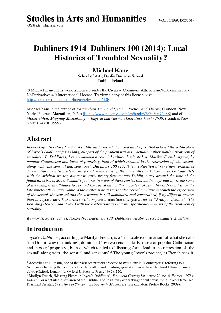 PDF) Dubliners 1914–Dubliners 100 (2014): Local Histories of Troubled  Sexuality?