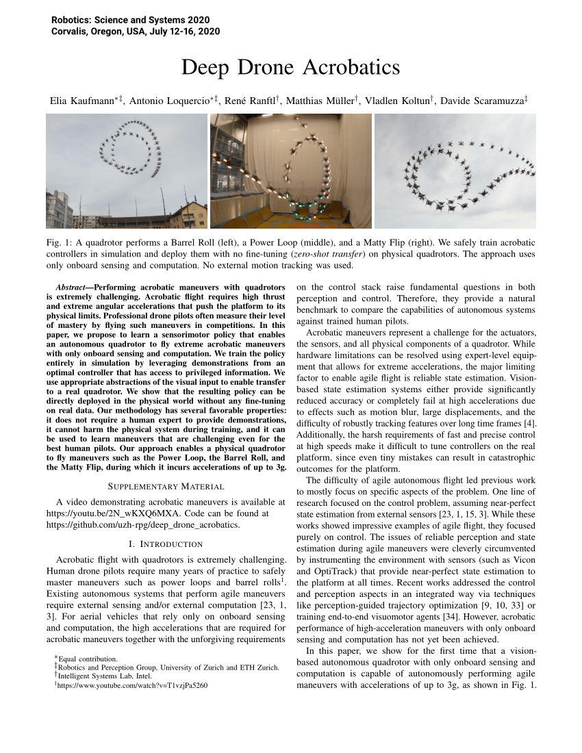 Desværre ulækkert kommando PDF) Deep Drone Acrobatics