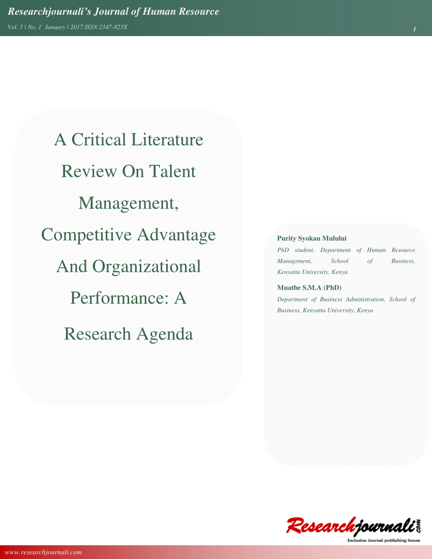 literature review for talent management