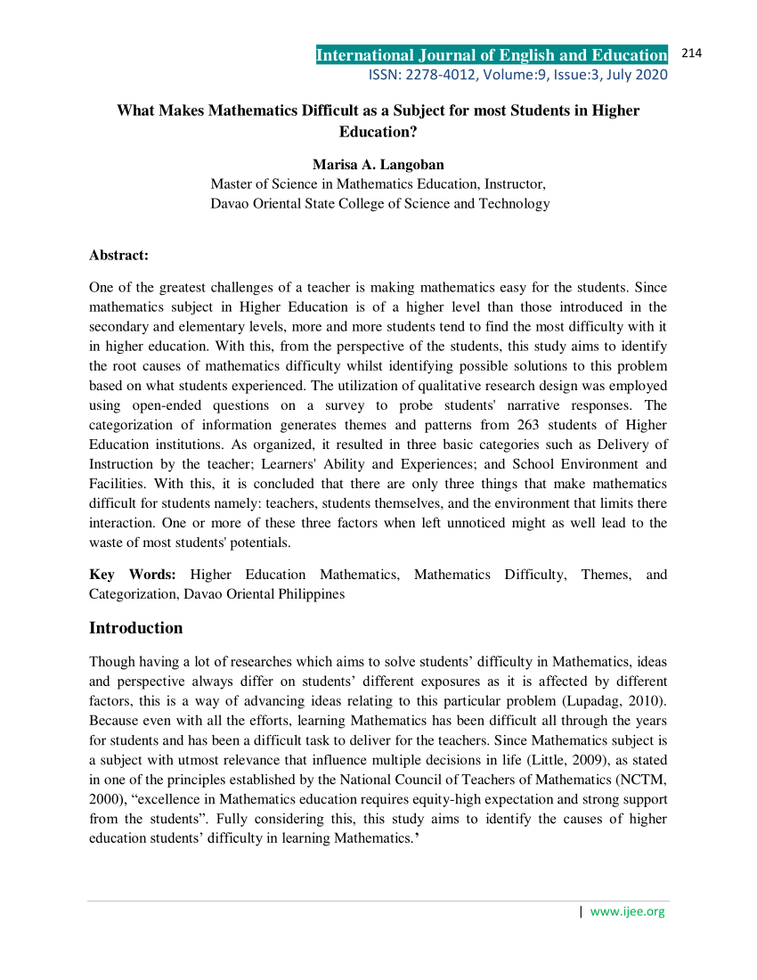thesis on mathematics education pdf