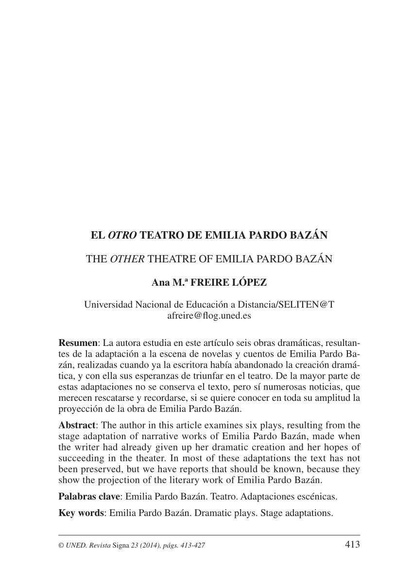 PDF) El otro teatro de Emilia Pardo Bazán