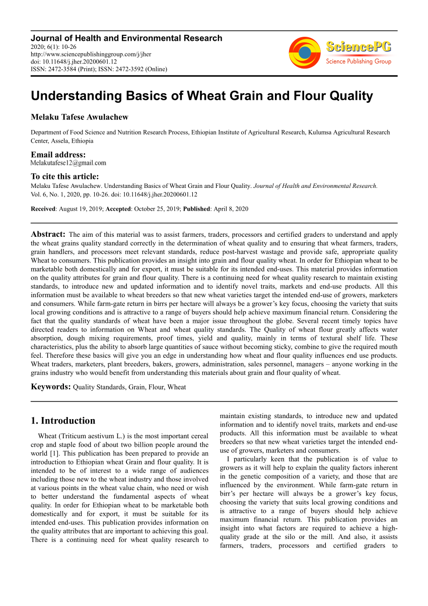 research articles on wheat flour