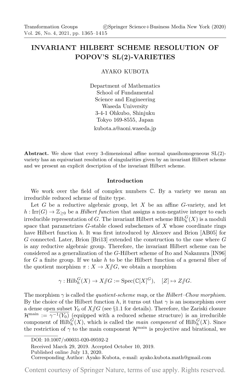 Invariant Hilbert Scheme Resolution Of Popov S Sl 2 Varieties