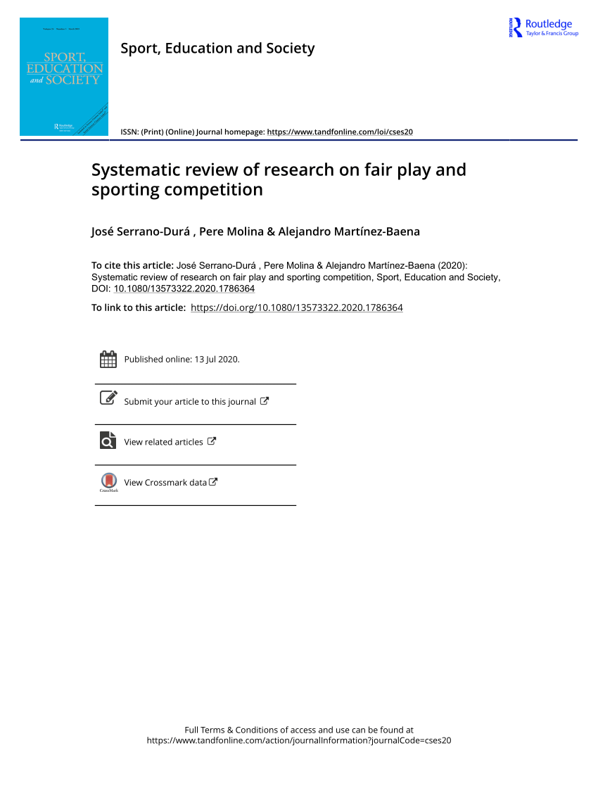 systematic review of research on fair play and sporting competition