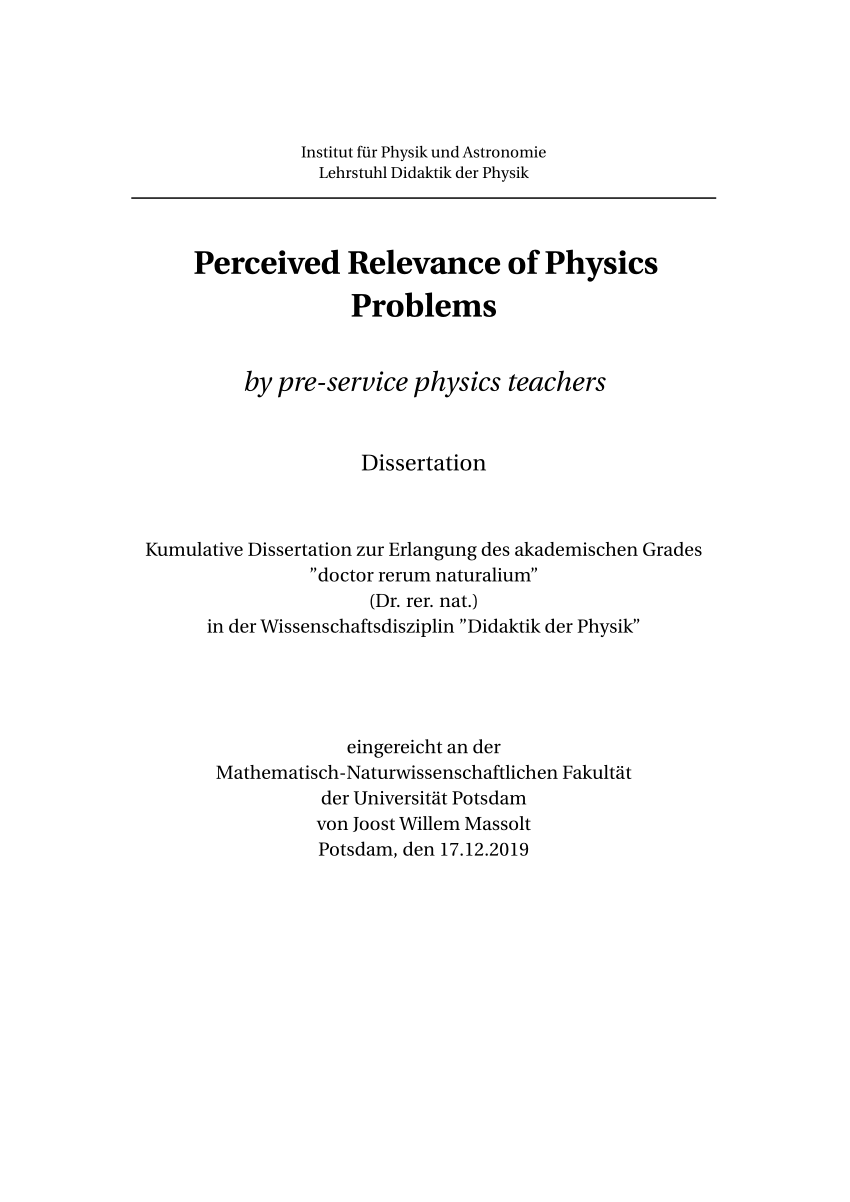 PDF) Perceived relevance of physics problems