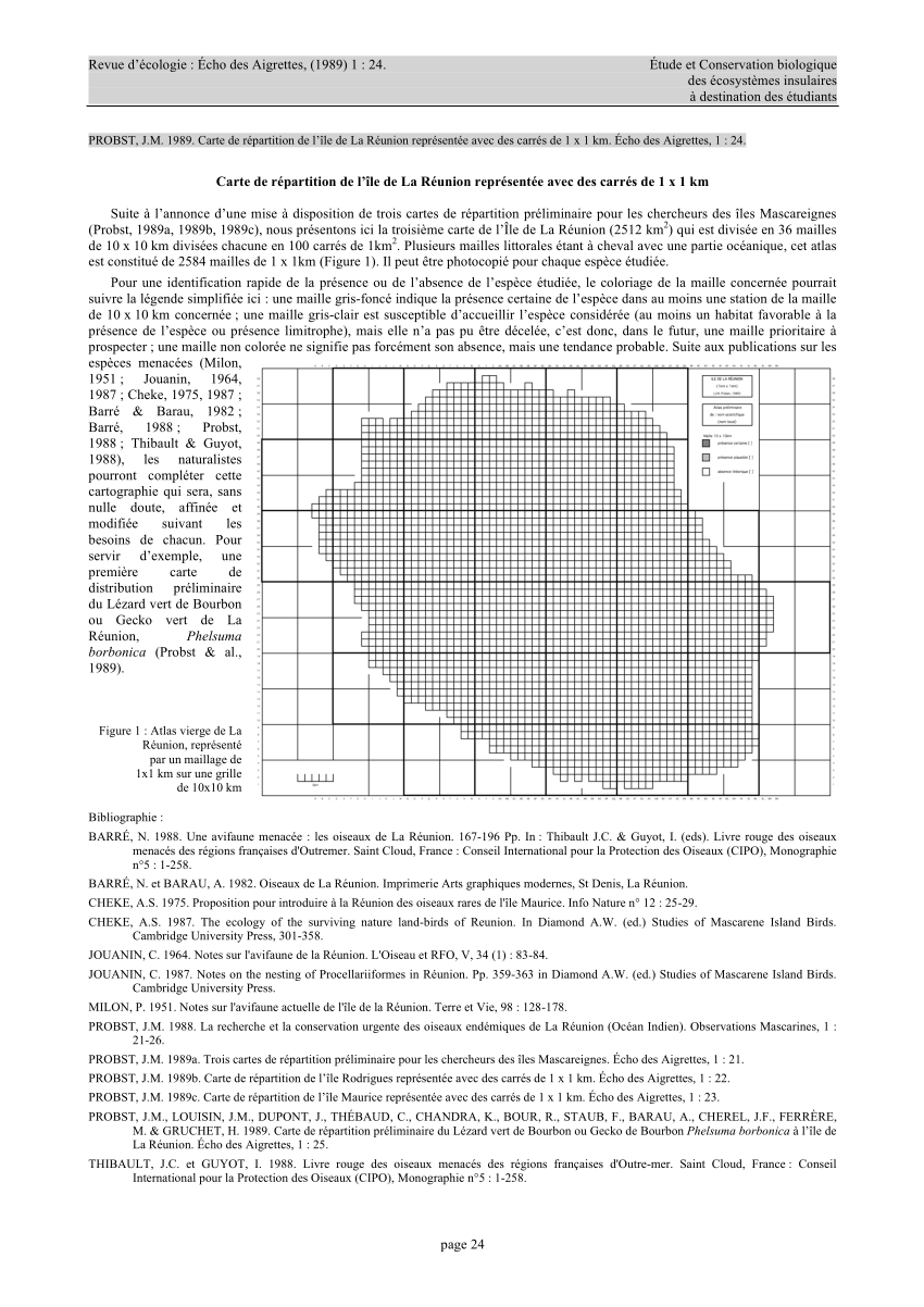 Pdf Carte De Repartition De L Ile De La Reunion Representee Avec Des Carres De 1 X 1 Km