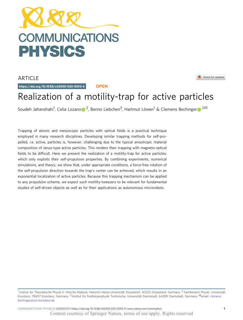 Pdf Realization Of A Motility Trap For Active Particles