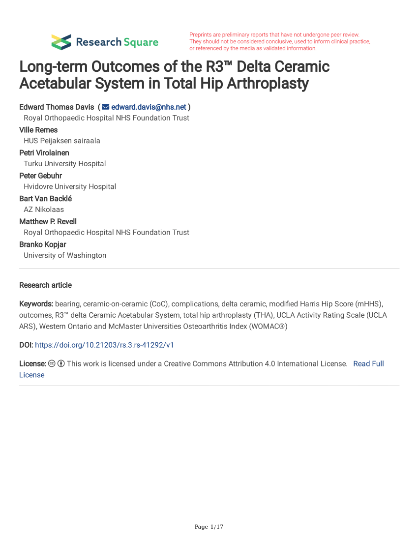 Pdf Fracture Of Ceramic Bearing Surfaces Following Total Hip Replacement A Systematic Review