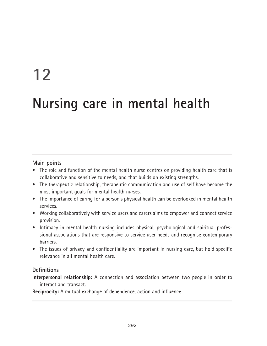 issues in mental health nursing