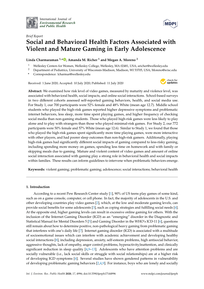 Pdf Social And Behavioral Health Factors Associated With Violent And Mature Gaming In Early Adolescence - roblox assassin value list july 2019 summer