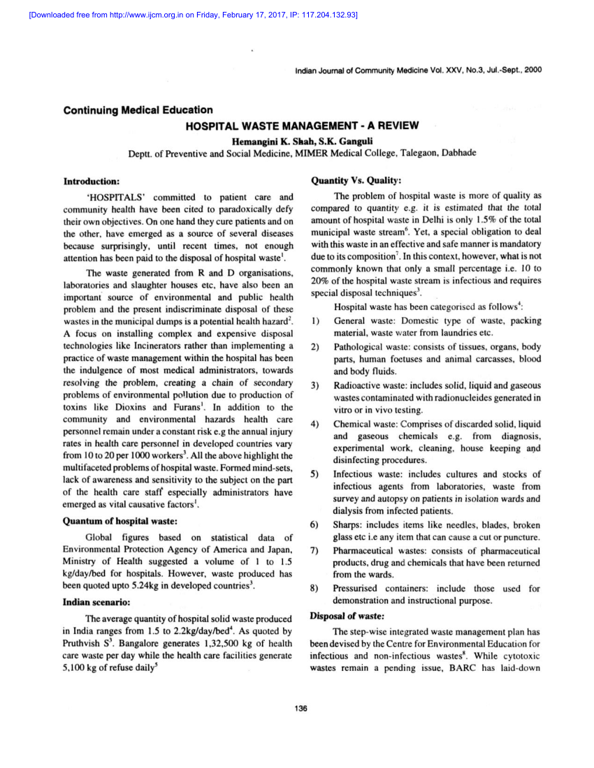 hospital waste management thesis