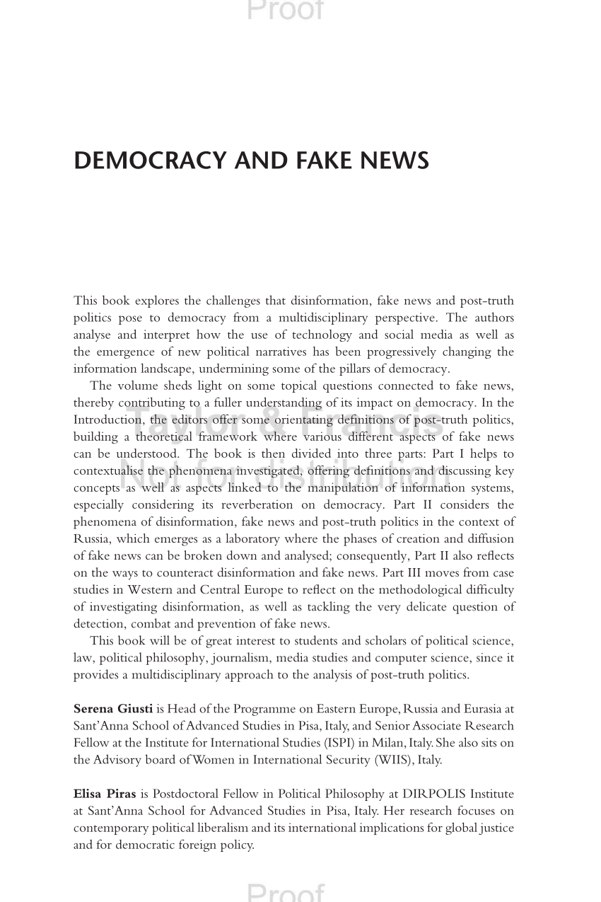 PDF) Democracy and Fake News: Information Manipulation and Post-Truth  Politics