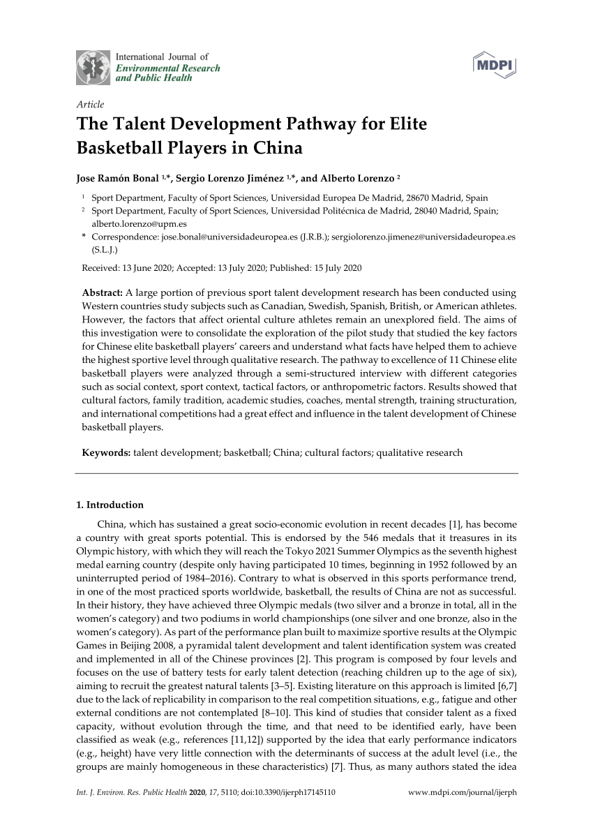 Pdf The Talent Development Pathway For Elite Basketball Players In China