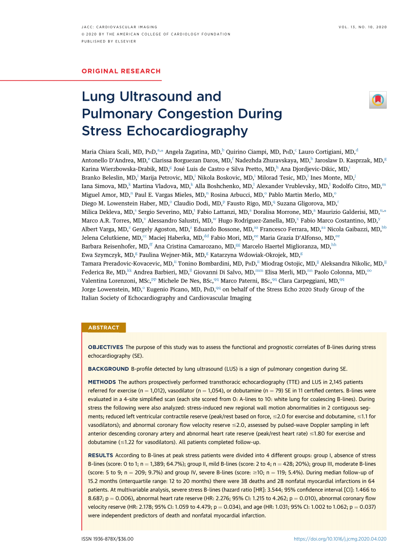 Pdf Lung Ultrasound And Pulmonary Congestion During Stress Echocardiography