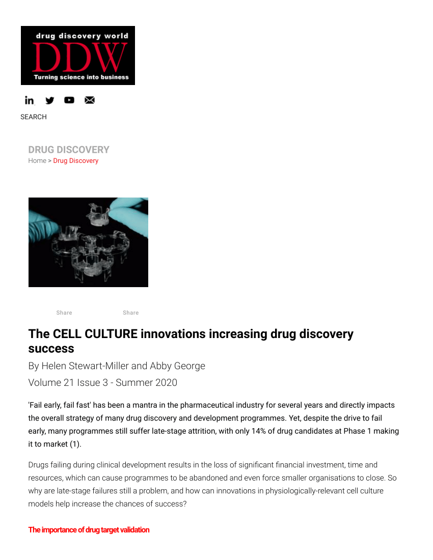 Pdf The Cell Culture Innovations Increasing Drug Discovery Success