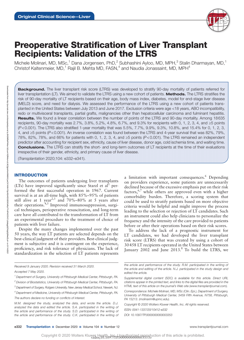 The LTRS incorporates age, the MELD score, the BMI, and the presence of