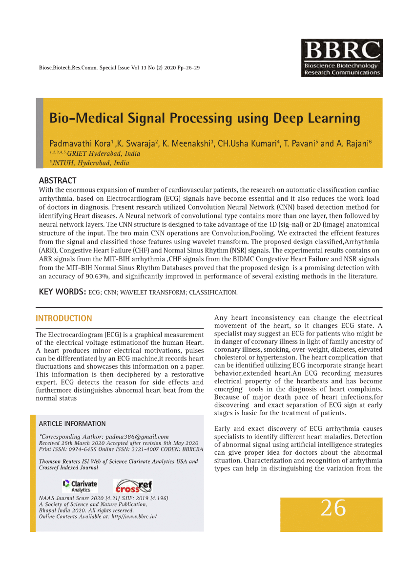 (PDF) Bio-Medical Signal Processing using Deep Learning