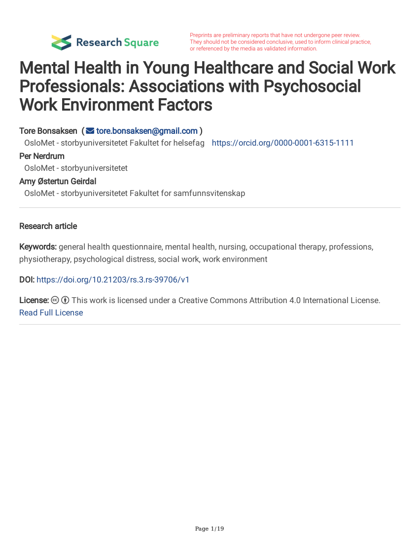 mental health social work dissertation