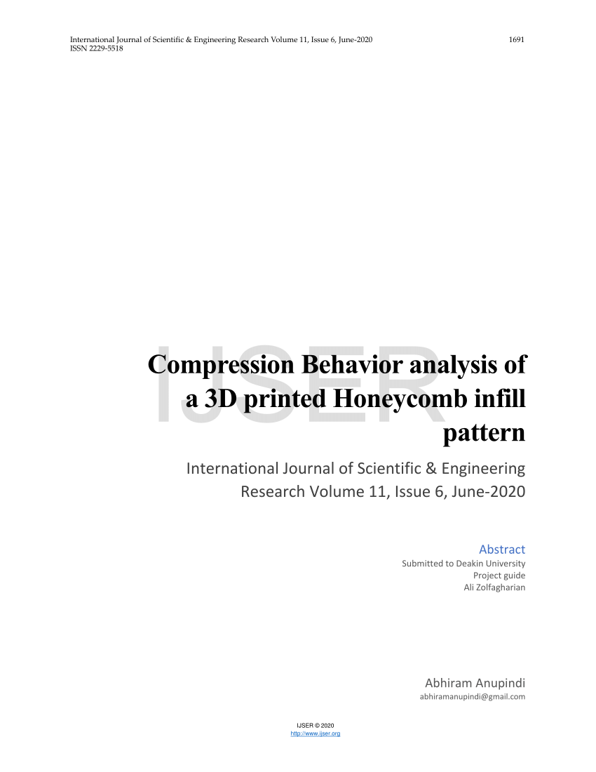 PDF) Compression Behavior analysis of a 3D printed Honeycomb ...