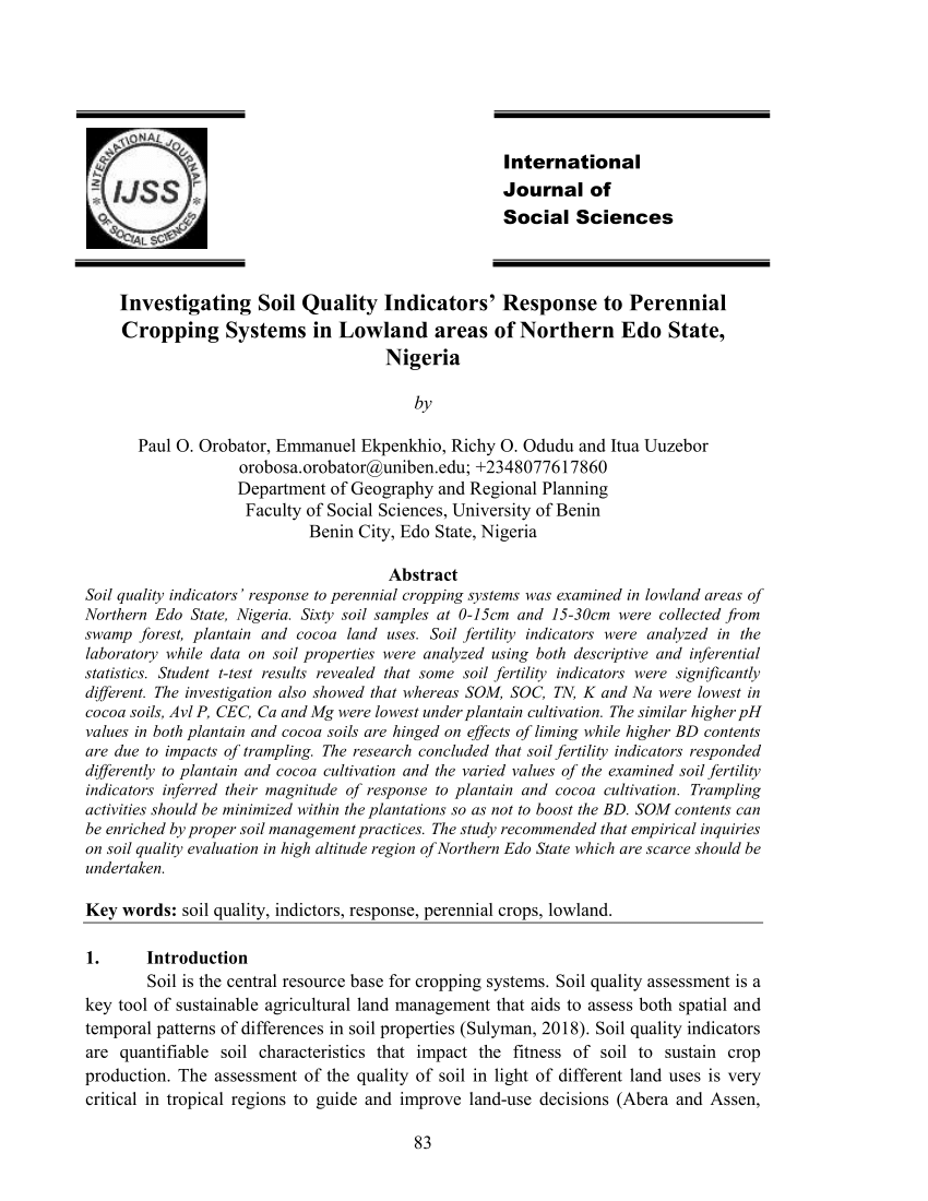 PDF) Investigating Soil Quality Indicators' Response to Perennial ...