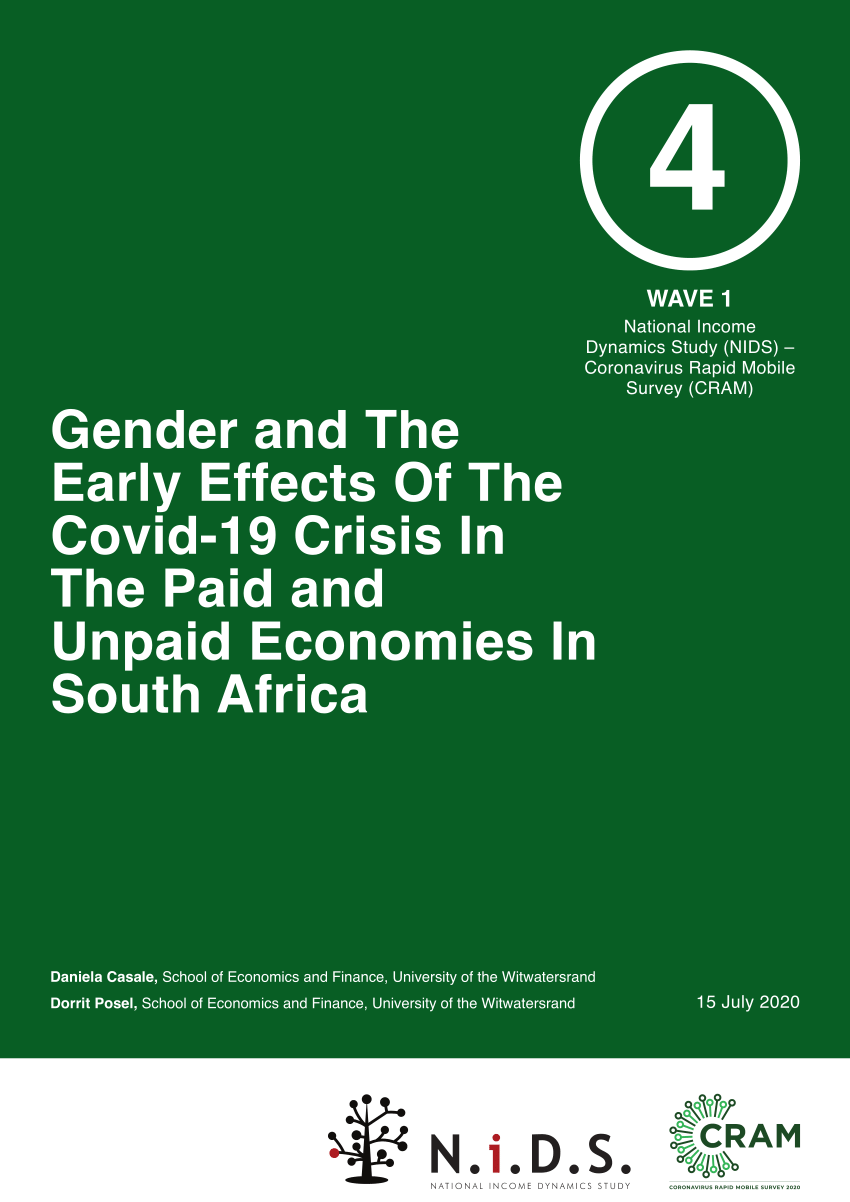 Pdf Gender And The Early Effects Of The Covid 19 Crisis In The Paid And Unpaid Economies In South Africa