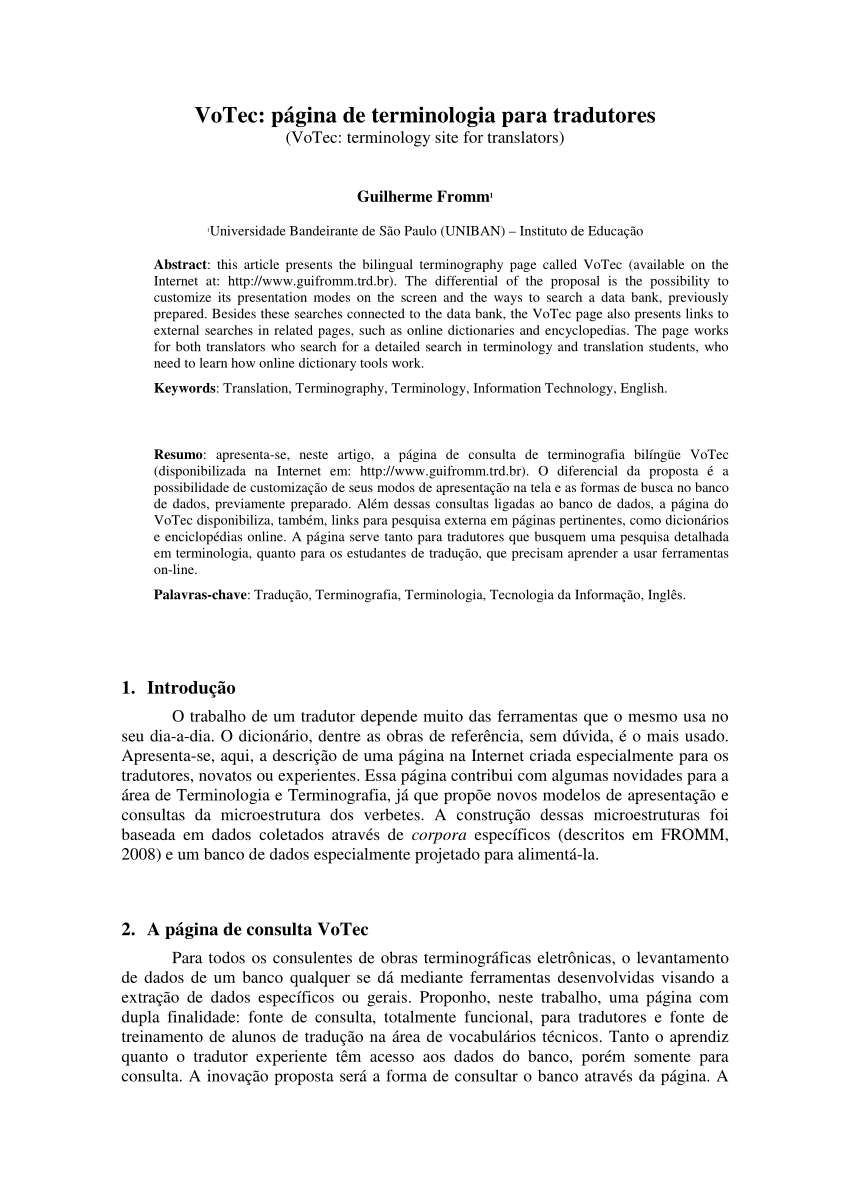 PDF) Tradução técnico-científica e terminologia: um ensaio
