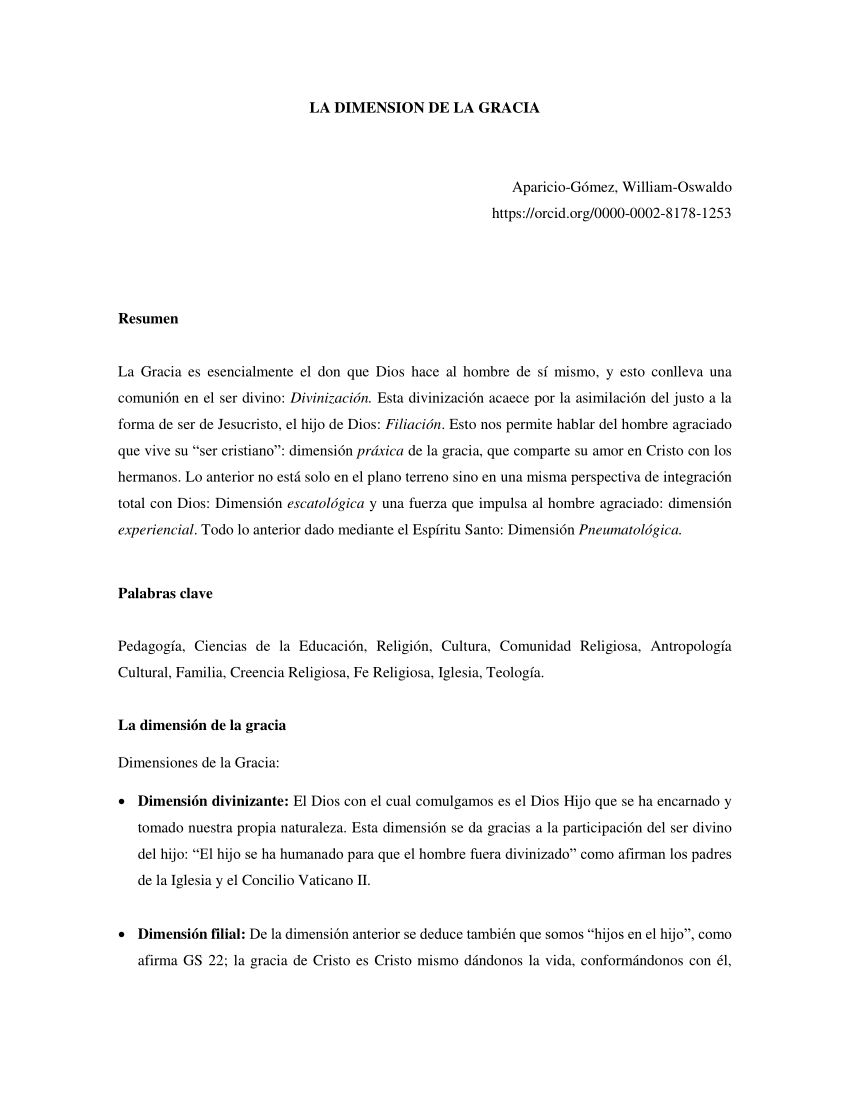 PDF) LA DIMENSION DE LA GRACIA