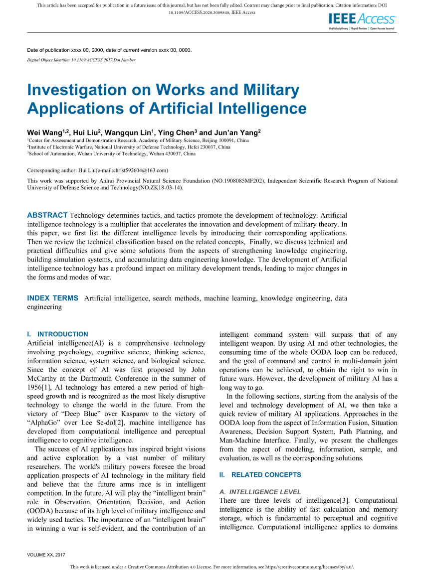 PDF) Investigation on Works and Military Applications of ...