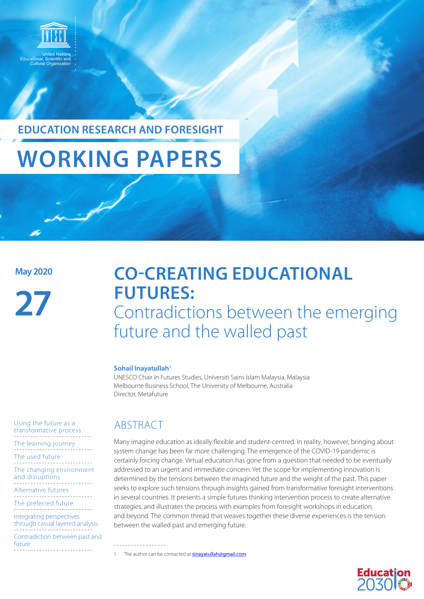 (PDF) unesco working paper co creating educational futures